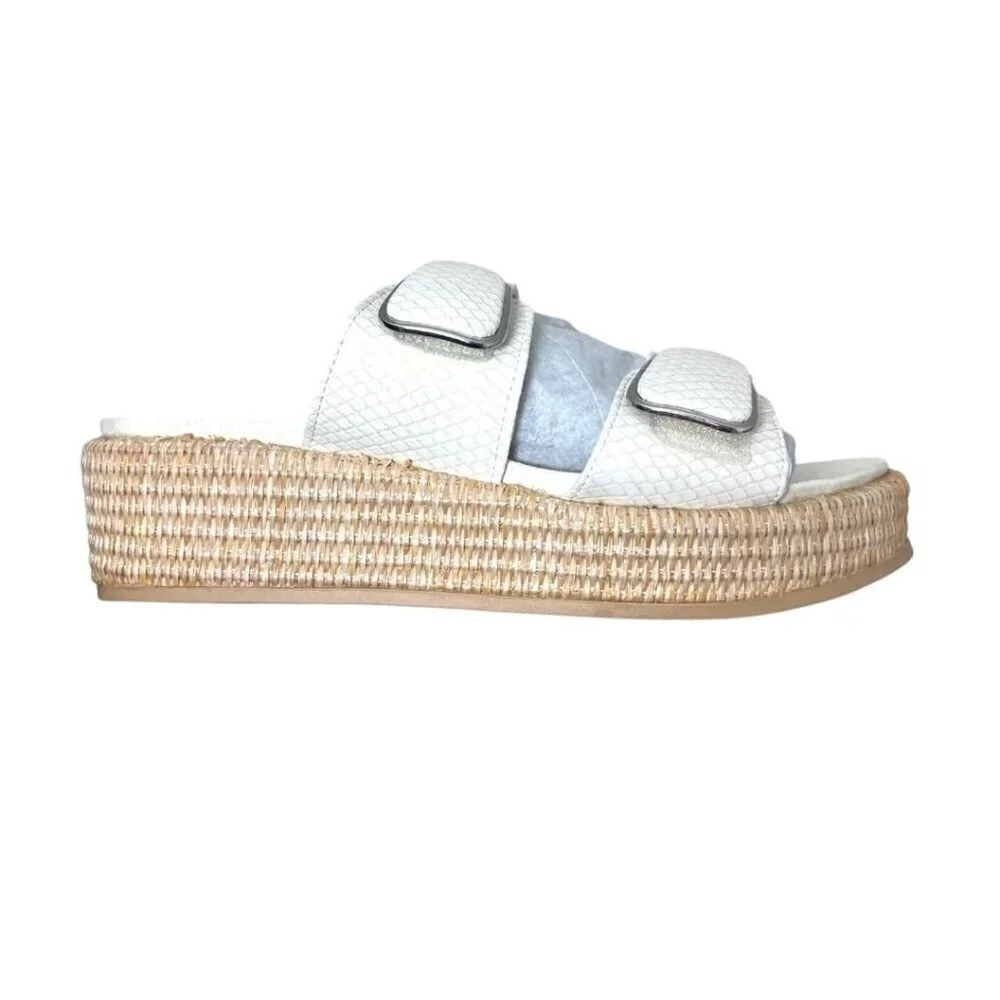 Anne Klein Womens White Open Toe Espadrille Platform Wedge Sandals Sz 10 New